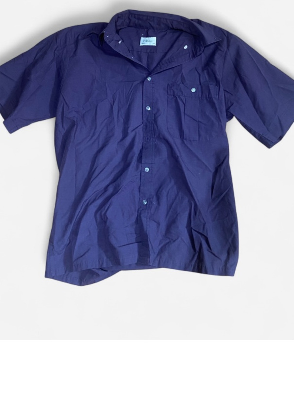 Nicole Miller Short Sleeve Button-Down Shirt in Navy